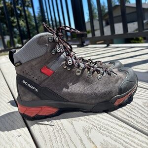 SCARPA ZG Trek Gortex Backpacking Hiking Boot Women's Size 7 Red Black Grey